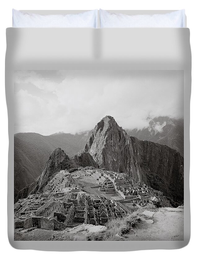 Machu Picchu Duvet Cover featuring the photograph Ancient Machu Picchu In The Sacred Valley by Shaun Higson