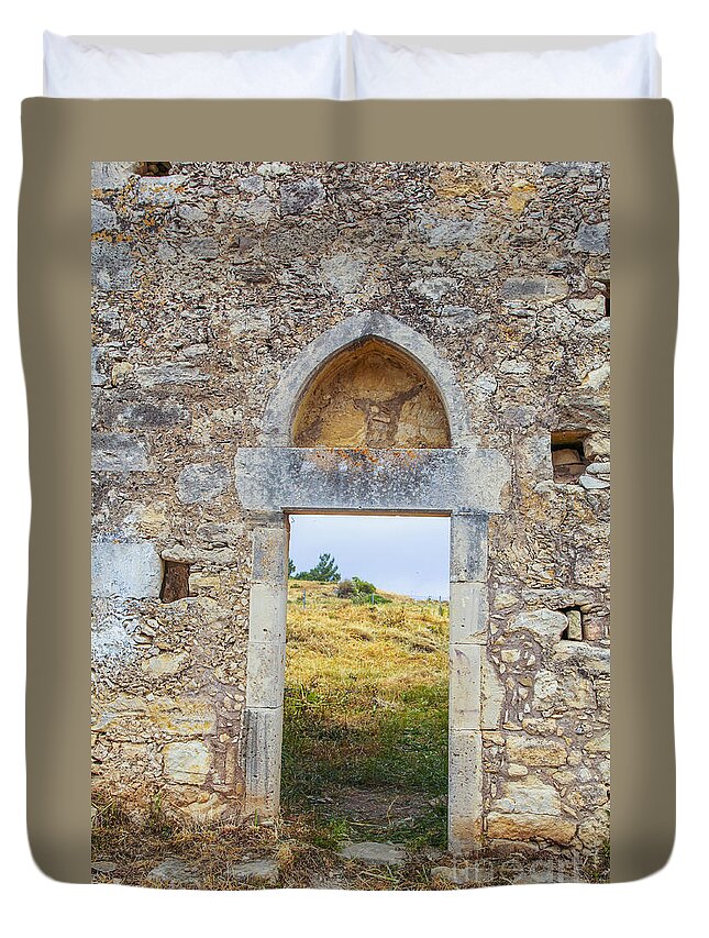 Monastary Duvet Cover featuring the photograph Ancient monastary in Crete by Patricia Hofmeester