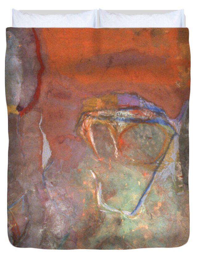 Gouache Duvet Cover featuring the mixed media Ancient Orange by Richard Baron