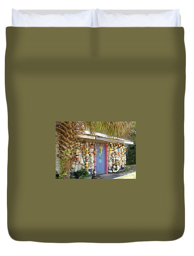 Palm Duvet Cover featuring the painting Anesthesia Beach Palm by Audrey Peaty