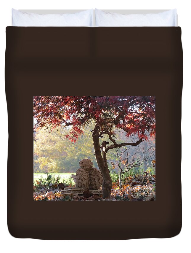 Angel Duvet Cover featuring the photograph Angel in Autumn by Anita Adams