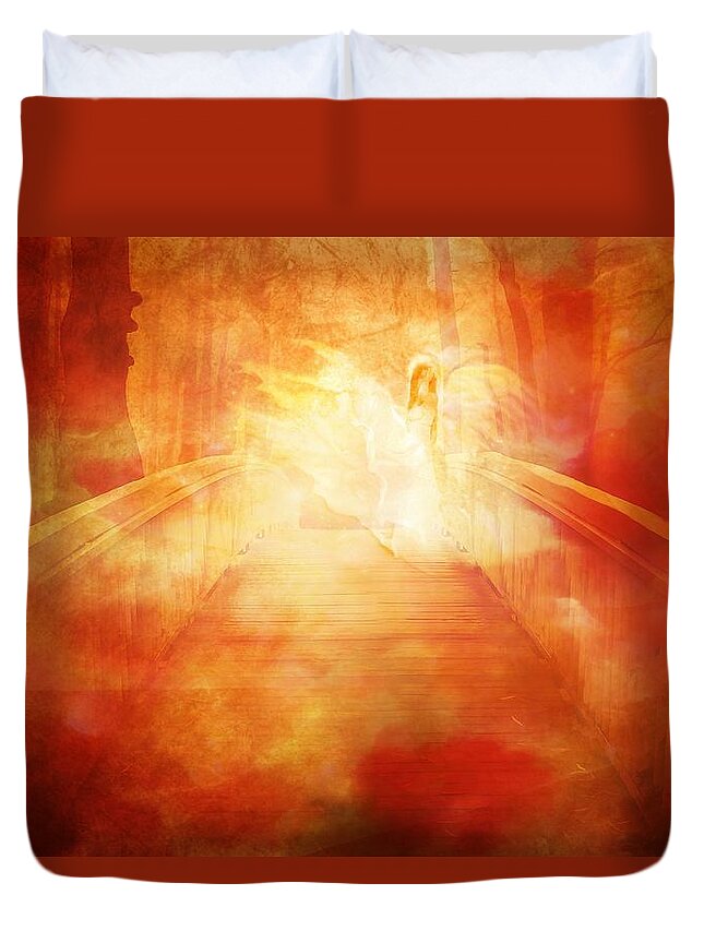 Angel Duvet Cover featuring the digital art Angel of Autumn by Lilia S