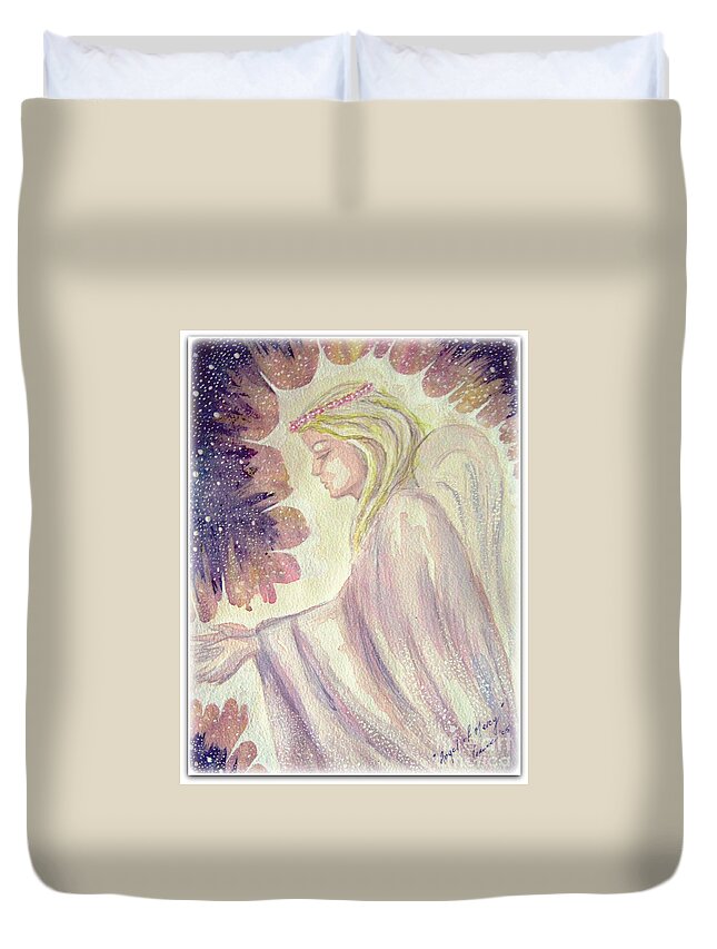 Angel Duvet Cover featuring the painting Angel of Mercy by Leanne Seymour