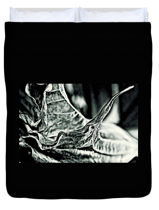 Angel Wing Duvet Cover featuring the photograph Angel Wing Variation Black White by Gary Holmes