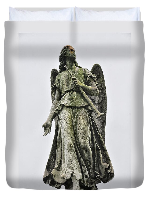 Angel Duvet Cover featuring the photograph Angel with Trumpet by Bill Cannon