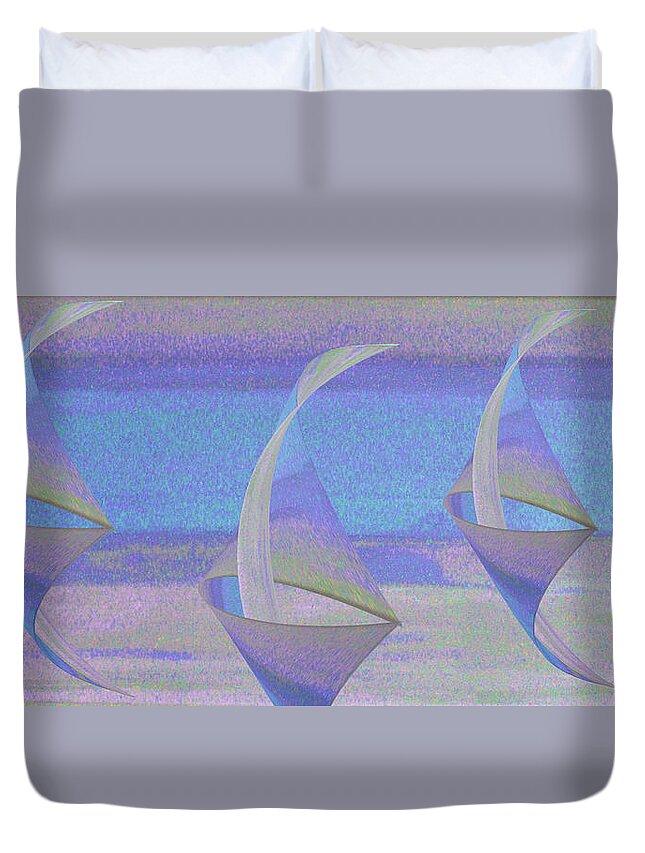 Abstract Duvet Cover featuring the digital art Angelfish3 by Stephanie Grant