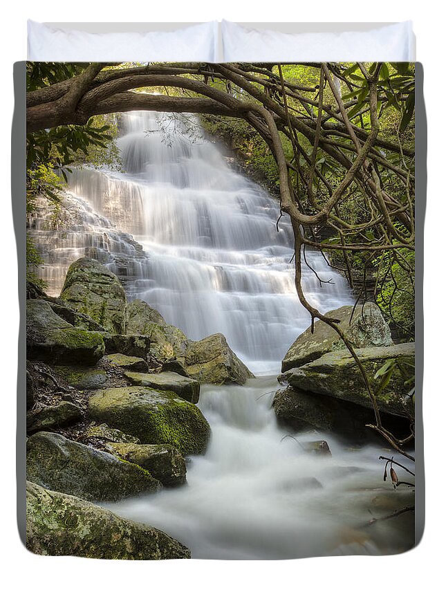 Appalachia Duvet Cover featuring the photograph Angels at Benton Waterfall by Debra and Dave Vanderlaan
