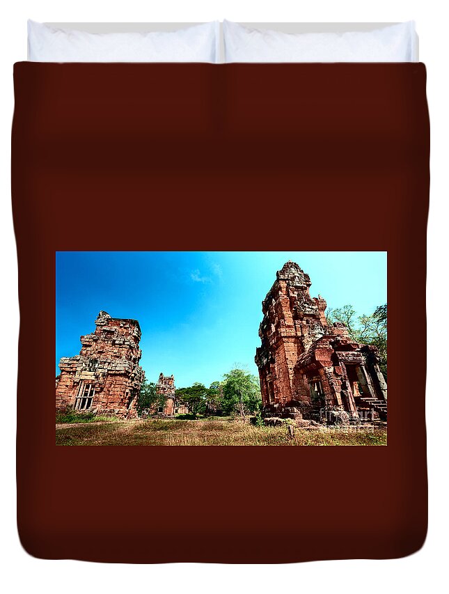 Ruins Duvet Cover featuring the photograph Angkor Wat Ruins by Julian Cook