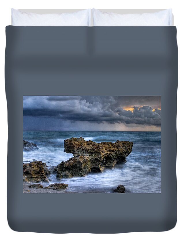 Atlantic Duvet Cover featuring the photograph Angry by Debra and Dave Vanderlaan