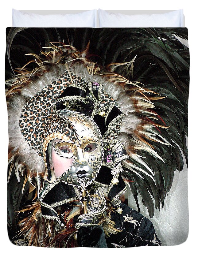 Venice Carnival Duvet Cover featuring the photograph Animal Print Mask by Donna Corless