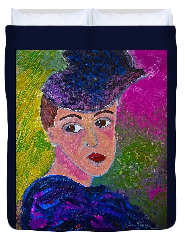 Acrylic Painting On Canvas Board Duvet Cover featuring the painting Annebel Lee by Joan Reese