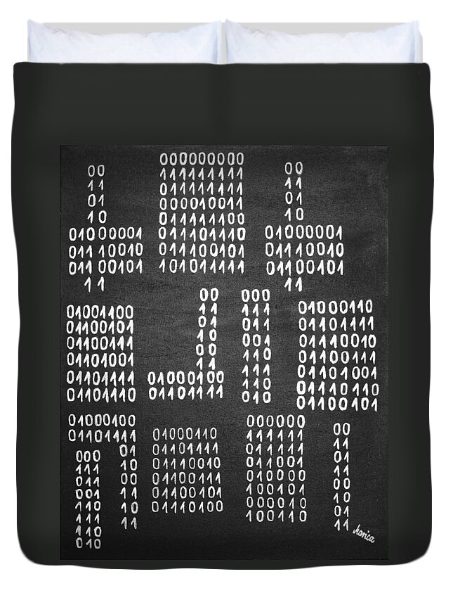 Binary Duvet Cover featuring the painting Anonymous - Binary Painting by Marianna Mills by Marianna Mills