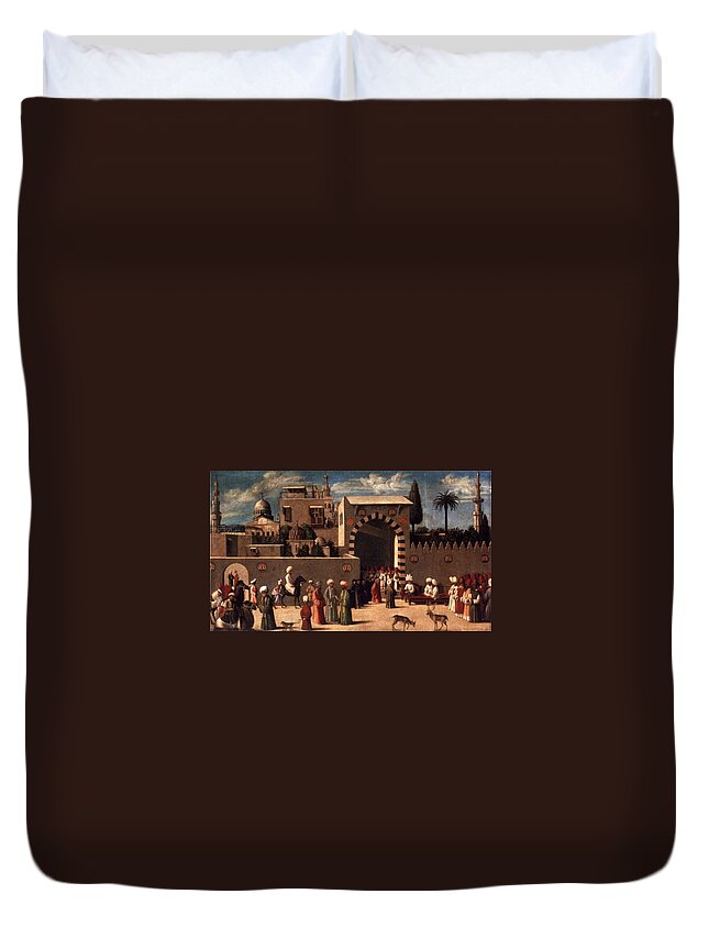 Anonymous Venetian Orientalist Painting The Reception Of The Ambassadors In Damascus 1511 Duvet Cover featuring the painting The Reception of the Ambassadors in Damascus by MotionAge Designs