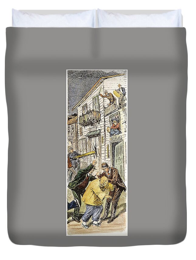 1880 Duvet Cover featuring the painting Anti-chinese Riot, 1880 by Granger