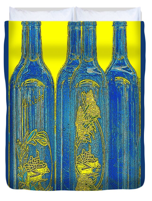 Bottle Duvet Cover featuring the photograph Antibes Blue Bottles by Ben and Raisa Gertsberg