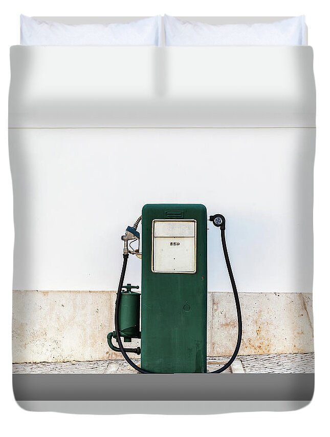 Natural Gas Duvet Cover featuring the photograph Antique Beautiful Gas Pump by Look Me Luck Photography