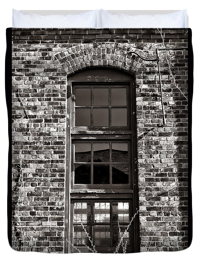 Window Duvet Cover featuring the photograph Antique Factory Window by Olivier Le Queinec