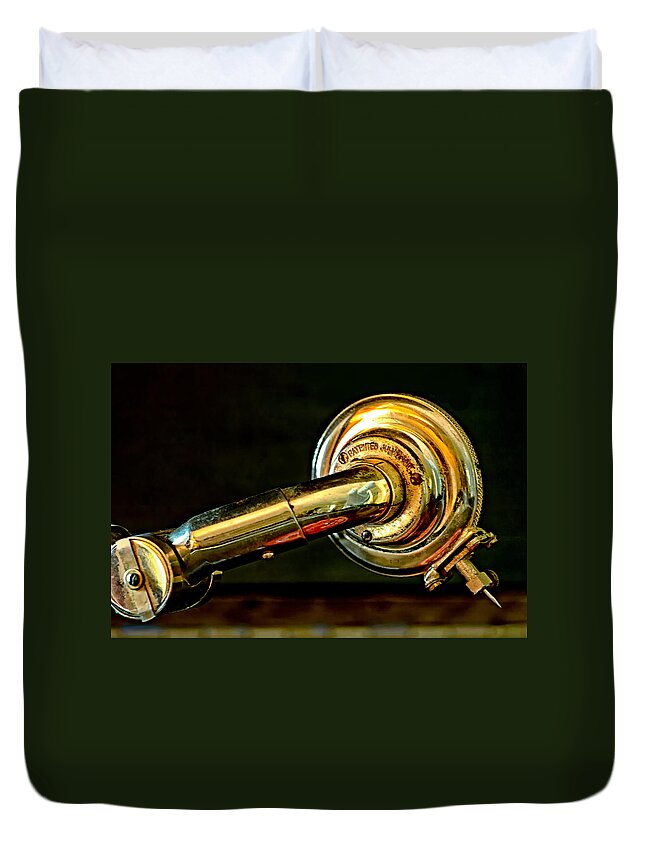 Antique Duvet Cover featuring the photograph Antique Phonograph Tonearm by Stephen Anderson
