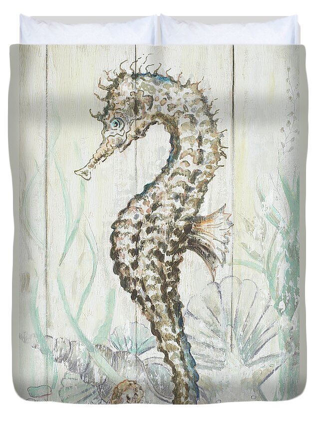 Antique Duvet Cover featuring the digital art Antique Sea Horse II by Patricia Pinto
