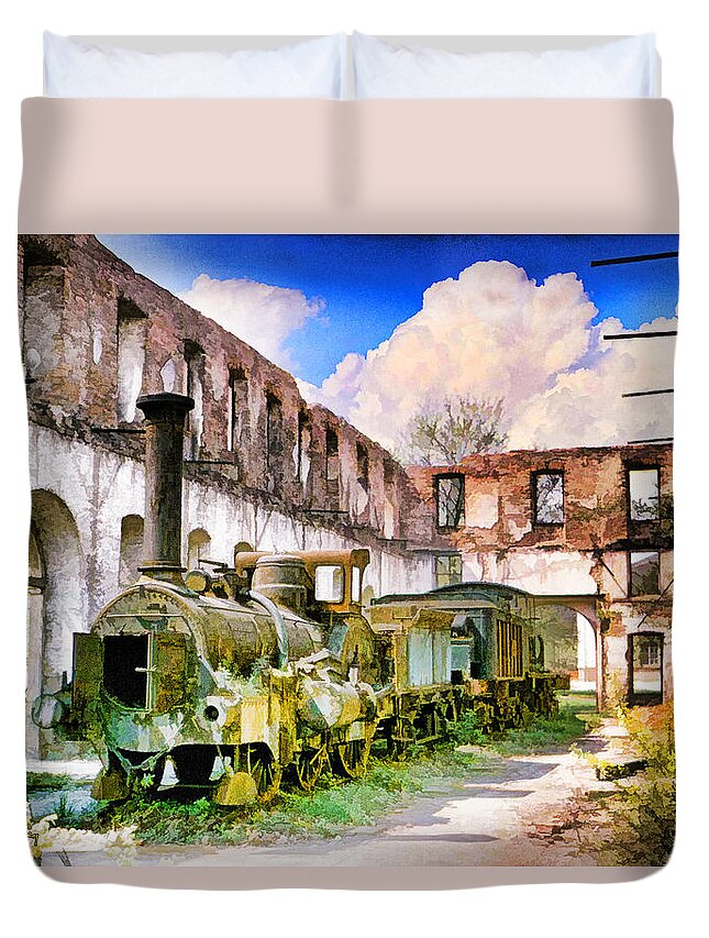 Antique Duvet Cover featuring the photograph Antique Train by Chuck Staley