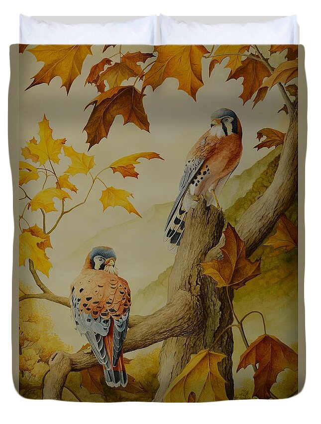Bird Duvet Cover featuring the painting Appalachian Autumn by Charles Owens