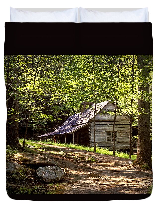 Appalachian Mountain Log Cabin Duvet Cover For Sale By Paul W