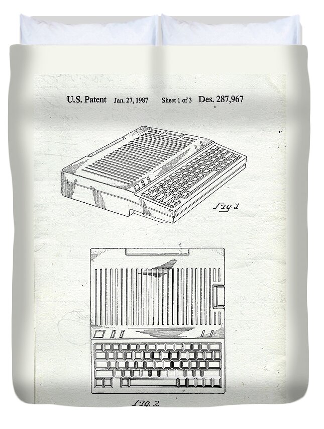 Computer Duvet Cover featuring the digital art Apple IIe Computer Original Patent by Edward Fielding