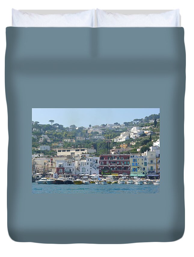  Duvet Cover featuring the photograph Approaching Capri - View by Nora Boghossian