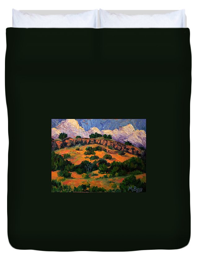 Landscape Duvet Cover featuring the painting Approaching Storm by Marian Berg