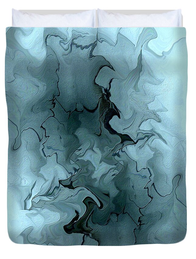 Digital Abstract Duvet Cover featuring the digital art Aqua Abstract by Kae Cheatham