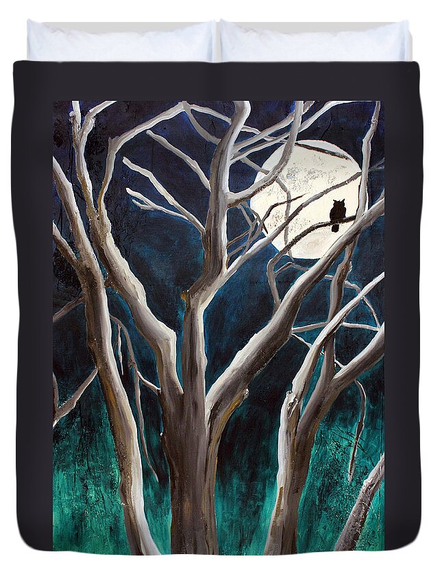 Moon Duvet Cover featuring the painting Aquarius Moon large painting by Jaime Haney by Jaime Haney