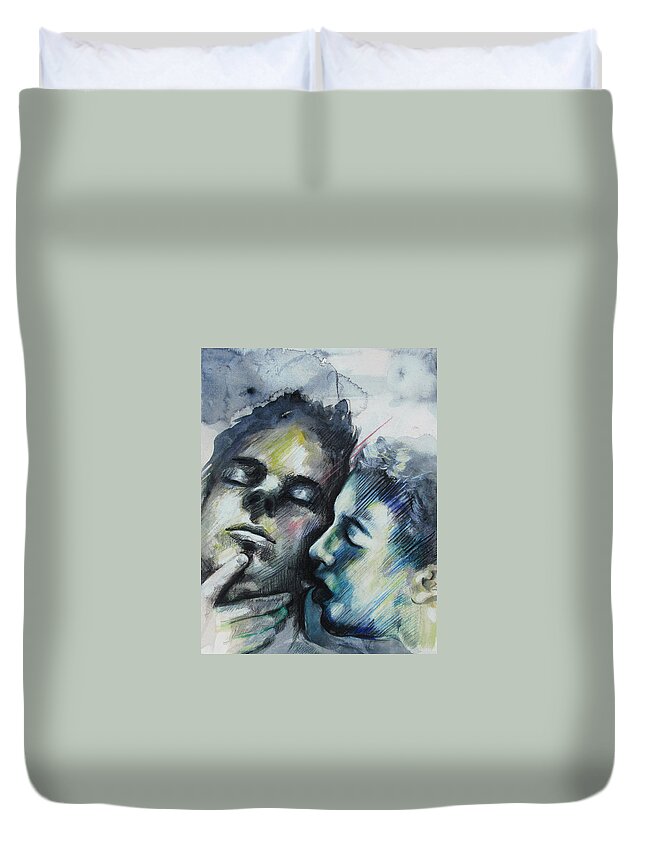 Contemporary Gay Artists Duvet Cover featuring the painting Aquatic Dreams by Rene Capone