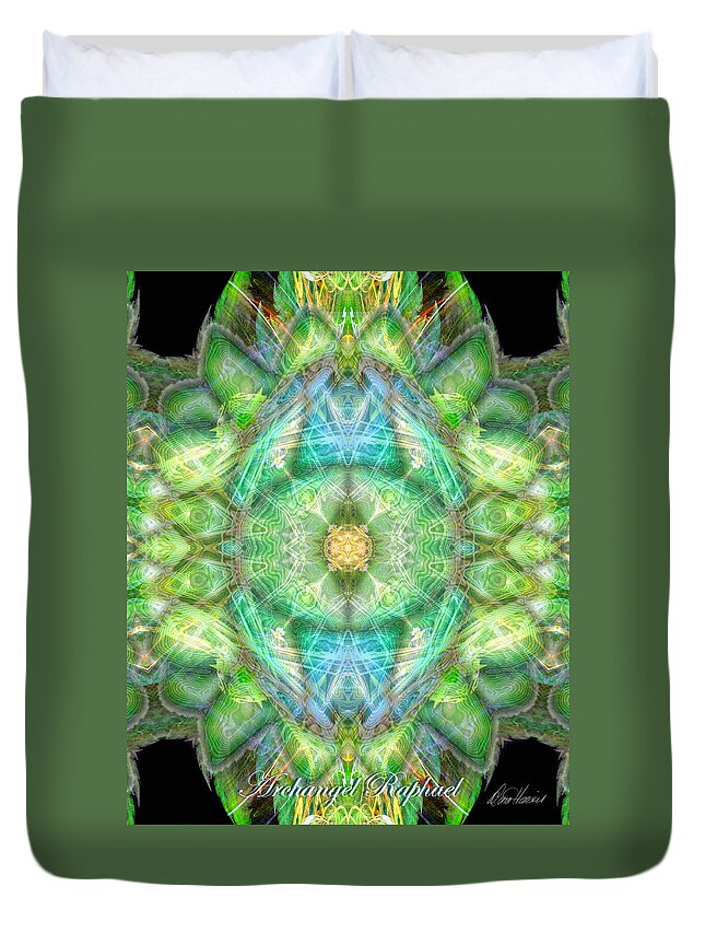 Angel Duvet Cover featuring the digital art Archangel Raphael by Diana Haronis