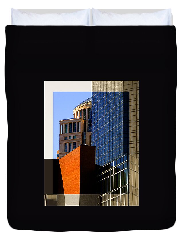 Architecture Duvet Cover featuring the photograph Architectural Stone Steel Glass by Patrick Malon