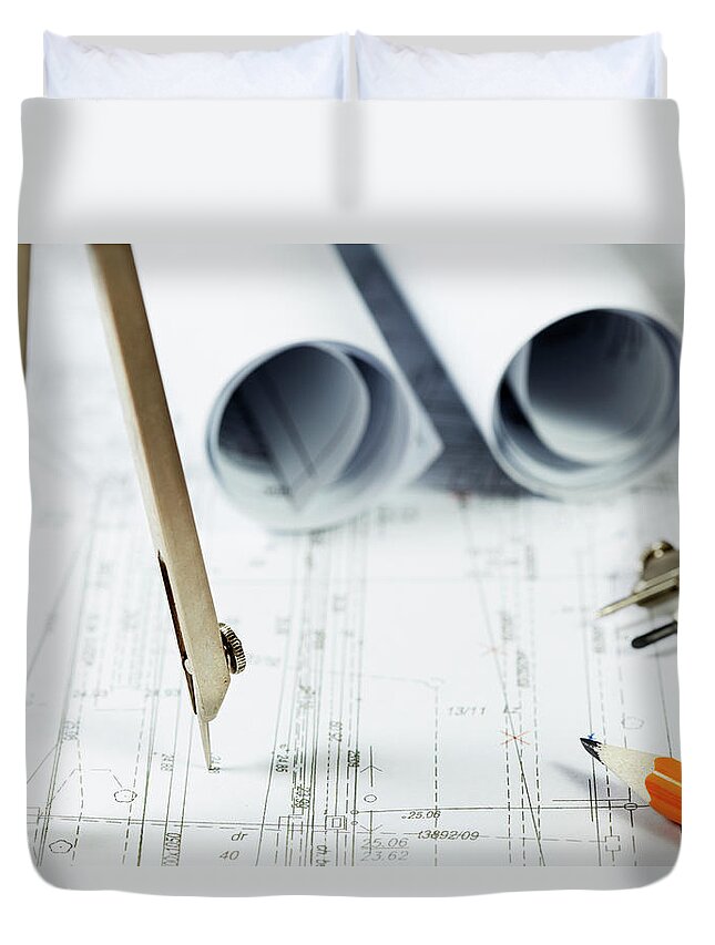 Civil Engineering Duvet Cover featuring the photograph Architecture Planning by Kalasek