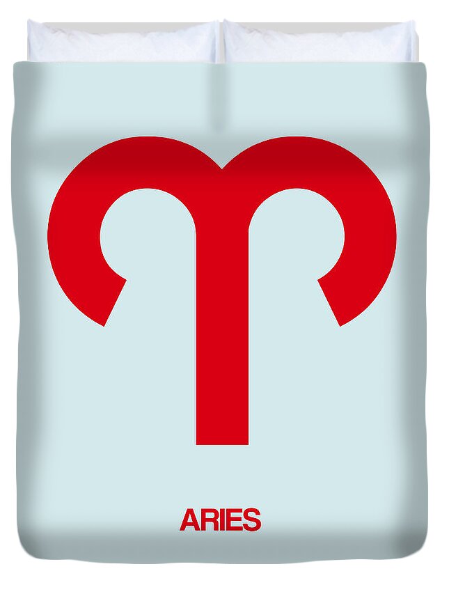Aries Duvet Cover featuring the digital art Aries Zodiac Sign Red by Naxart Studio