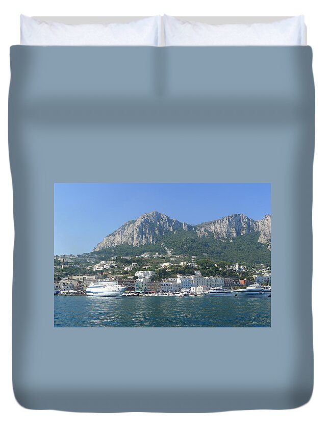 Duvet Cover featuring the photograph Arrival to Capri by Nora Boghossian