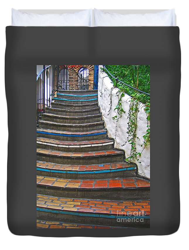 Stairs Duvet Cover featuring the photograph Artful Stair Steps by Ann Horn