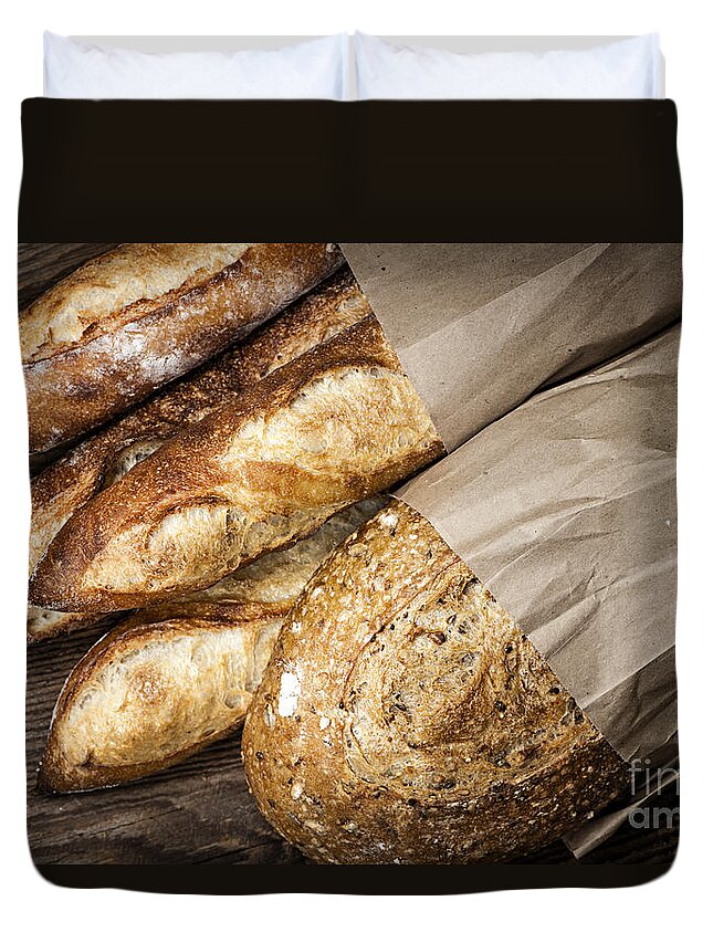 Bread Duvet Cover featuring the photograph Artisan bread 2 by Elena Elisseeva
