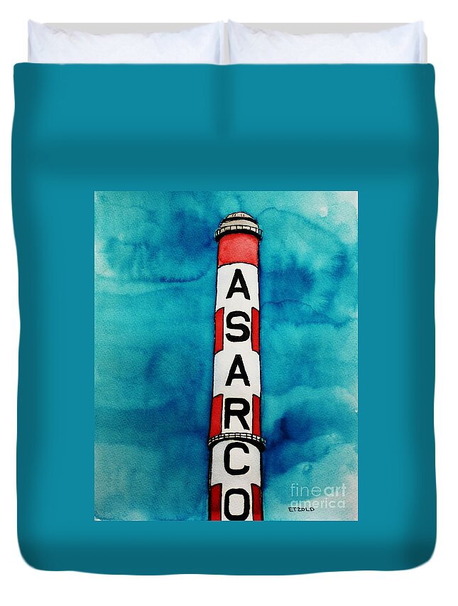 Asarco Duvet Cover featuring the painting ASARCO in Watercolor by Melinda Etzold