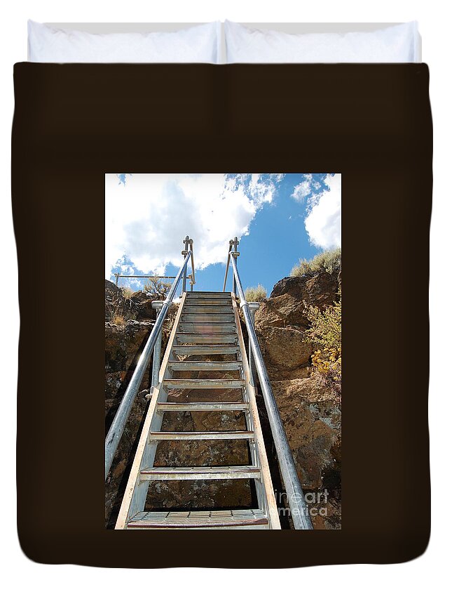 Ladder Duvet Cover featuring the photograph Ascending by Debra Thompson
