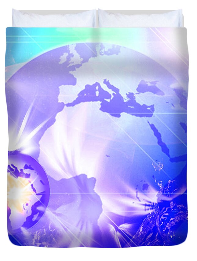 Spiritual Art Duvet Cover featuring the digital art Ascending Gaia by Ute Posegga-Rudel