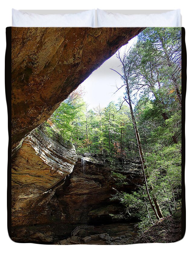 Cave Duvet Cover featuring the photograph Ash Cave of the Hocking Hills by Karen Adams
