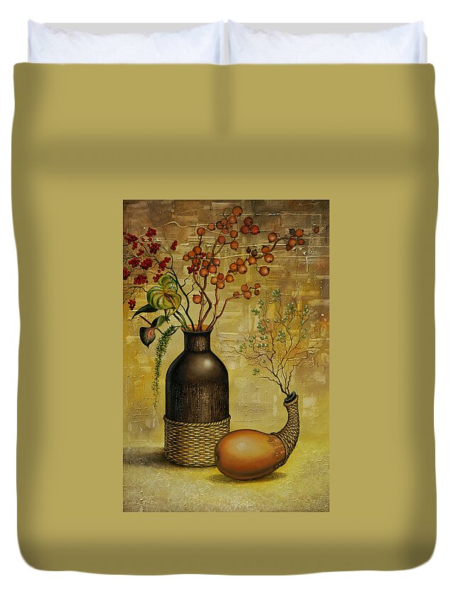 Asia Duvet Cover featuring the painting Asian desert by Vrindavan Das