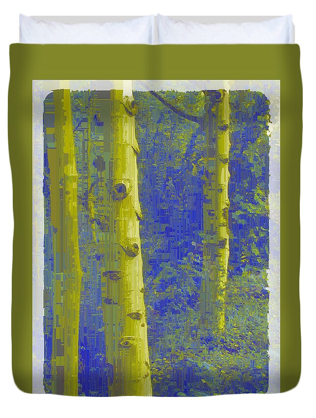 Aspen Duvet Cover featuring the digital art Aspen Grove 8 by Tim Allen