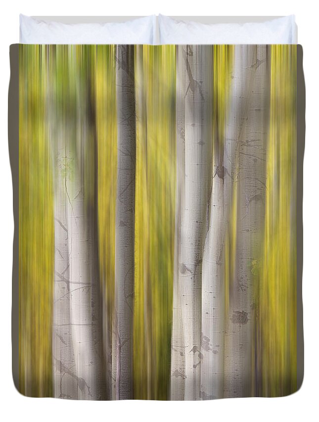 Aspen Duvet Cover featuring the photograph Aspen Trees in Autumn Color Portrait Dreaming View by James BO Insogna