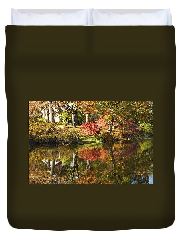 Asticou Azalea Garden Duvet Cover featuring the photograph Asticou Azalea Garden - Fall Foliage - Mount Desert Island - Maine by Keith Webber Jr