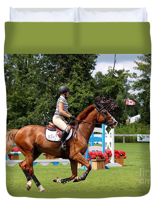 Horse Duvet Cover featuring the photograph At-c-jumper150 by Janice Byer