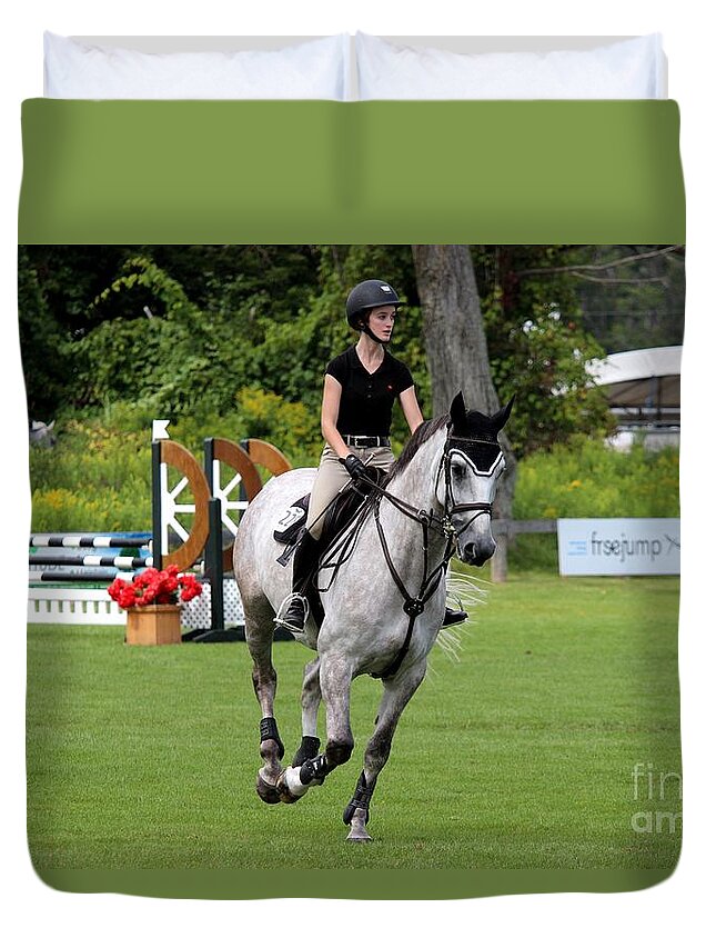 Horse Duvet Cover featuring the photograph At-c-jumper49 by Janice Byer