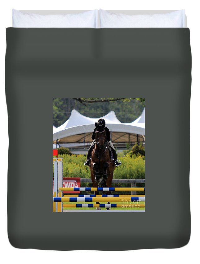 Horse Duvet Cover featuring the photograph At-su-jumper64 by Janice Byer